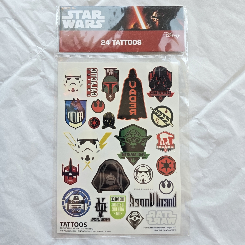 🍒 5/$20 new Star Wars Temporary Tattoos Set 24ct Disney Comics Cosplay Party
